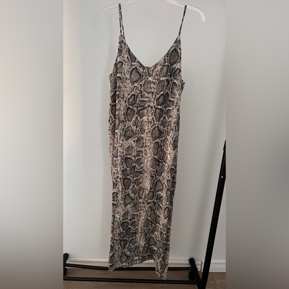 Brunette The Label Snake Print Midi Dress